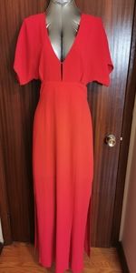 WayF Red Plunge Maxi Dress Size Medium
